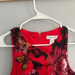 Calvin Klein Red and Black Floral Dress